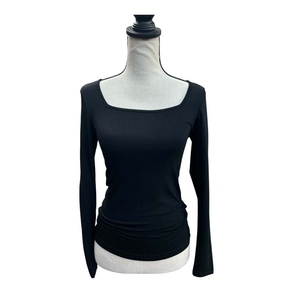 MANGOPOP Women's Long Sleeve Square Neck Slim Fit Top Size Small